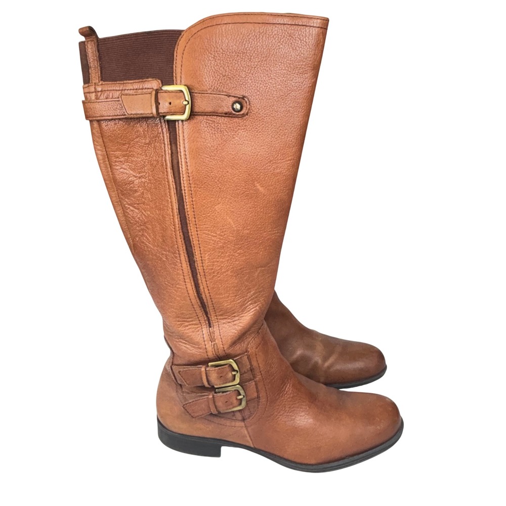 Naturalizer Jenson Riding Boots Brown Leather Buckle Equestrian Winter Women 7.5